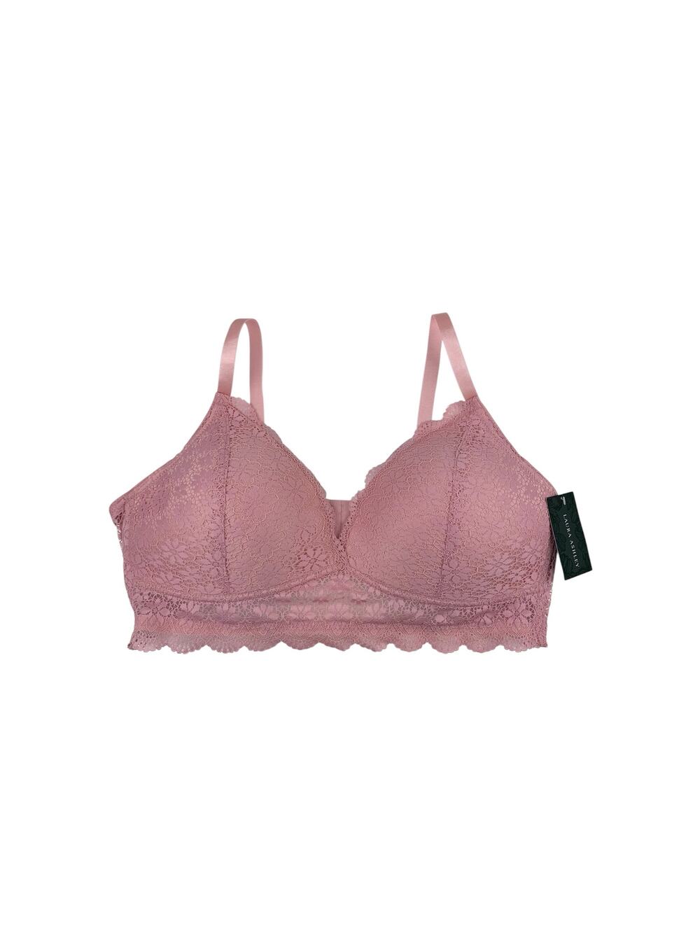 New Laura Ashley Pink Floral Lace Bra Bralette Wireless Size 40D